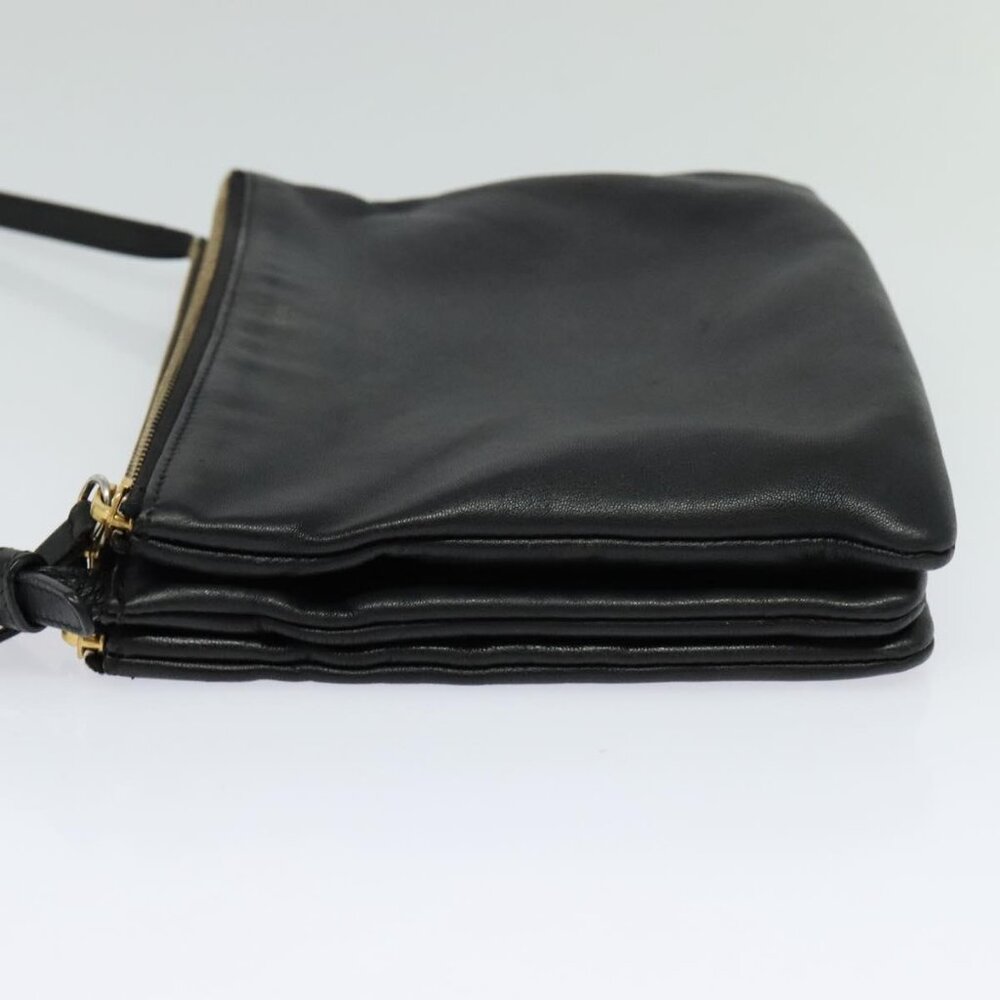 CELINE Trio bag Shoulder Bag Leather Black Gold Auth - Picture 5 of 16